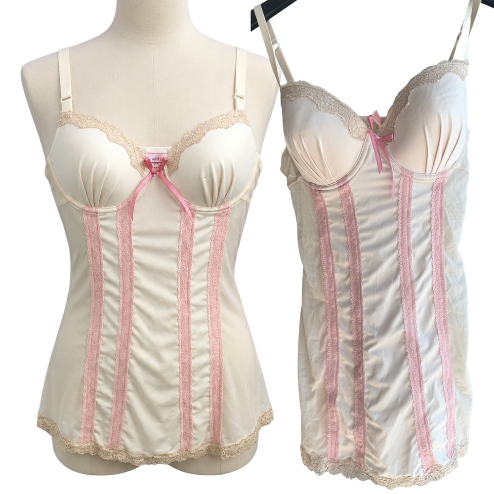 Sophie B Vintage Y2K Coquette Romantic Lace Trim Bustier Top Womens L Fairy